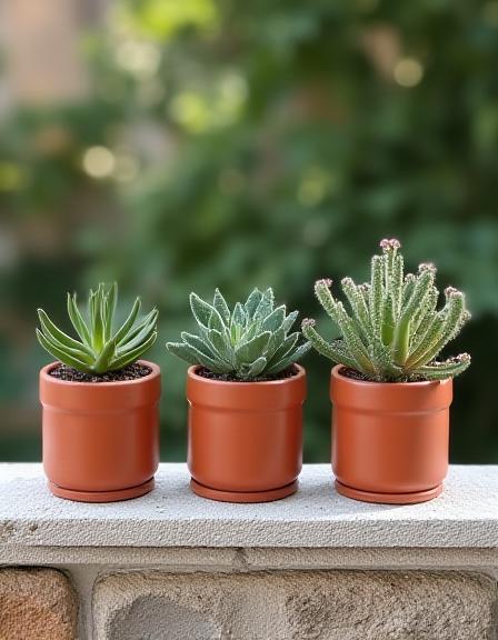 Raw terracotta planter with a succulent