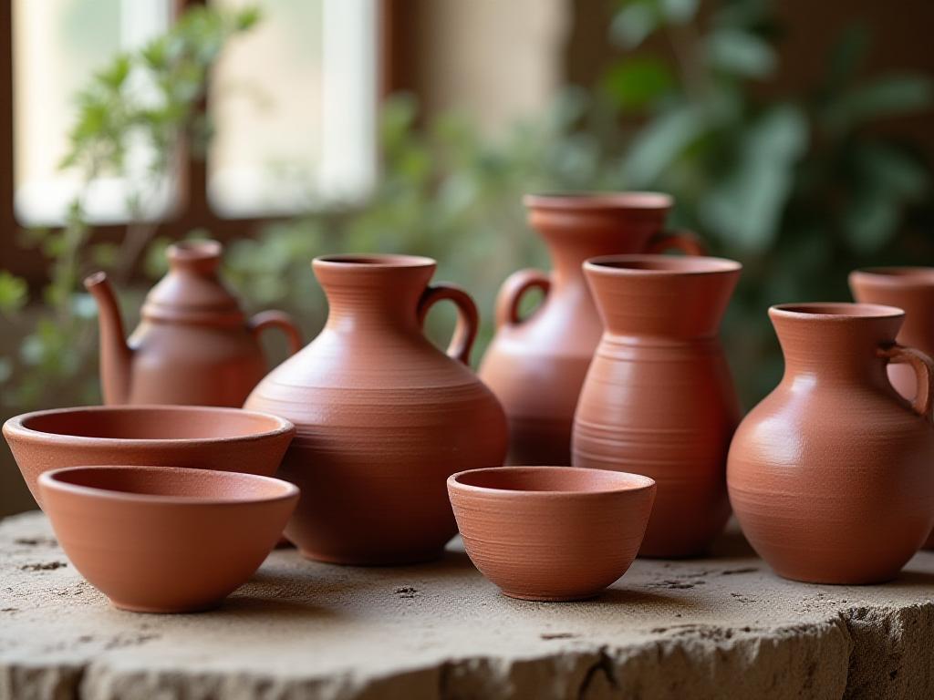 Hand-thrown terracotta bowls and vases